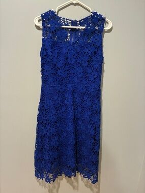 T Tahari Royal Blue Lace Midi Dress